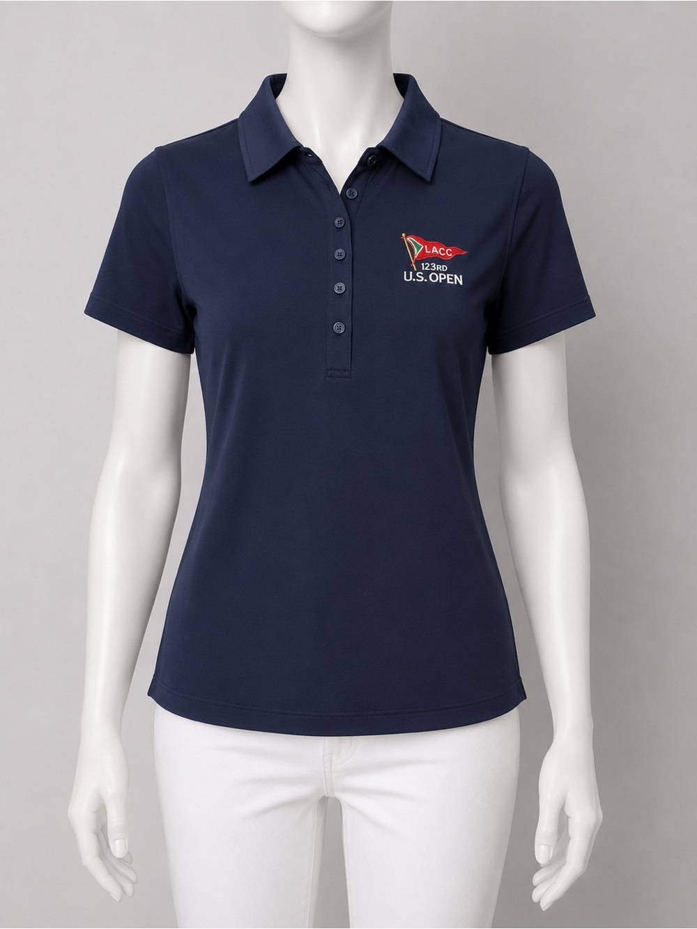 G/FORE US Open Navy Short Sleeve Polo with Embroidered U.S. Open Logo